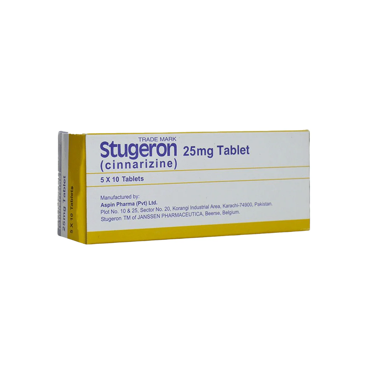 Stugeron Tablets 25Mg (1 Strip = 10 Tablets)