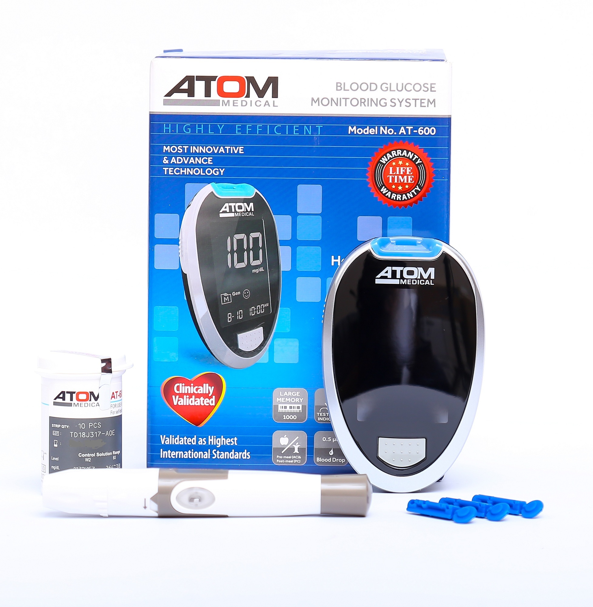 Atom glucometer