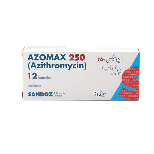 Azomax 250 Capsules 250Mg (1 Box = 2 Strips) (1 Strip = 6 Capsules)