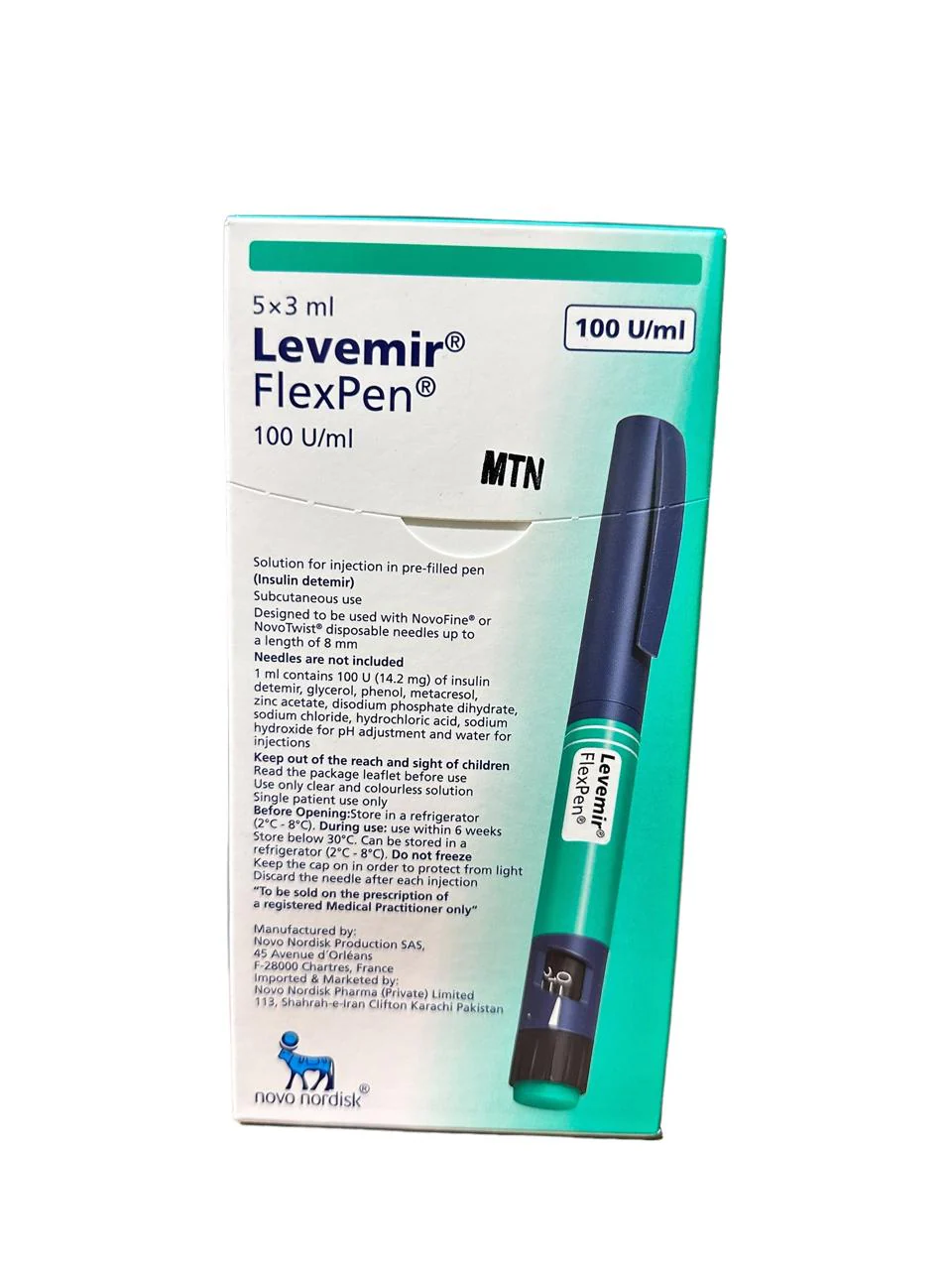 Levemir Flexpen Prefilled Pen 100Iu/Ml (1 Box = 5 Prefilled Pen)