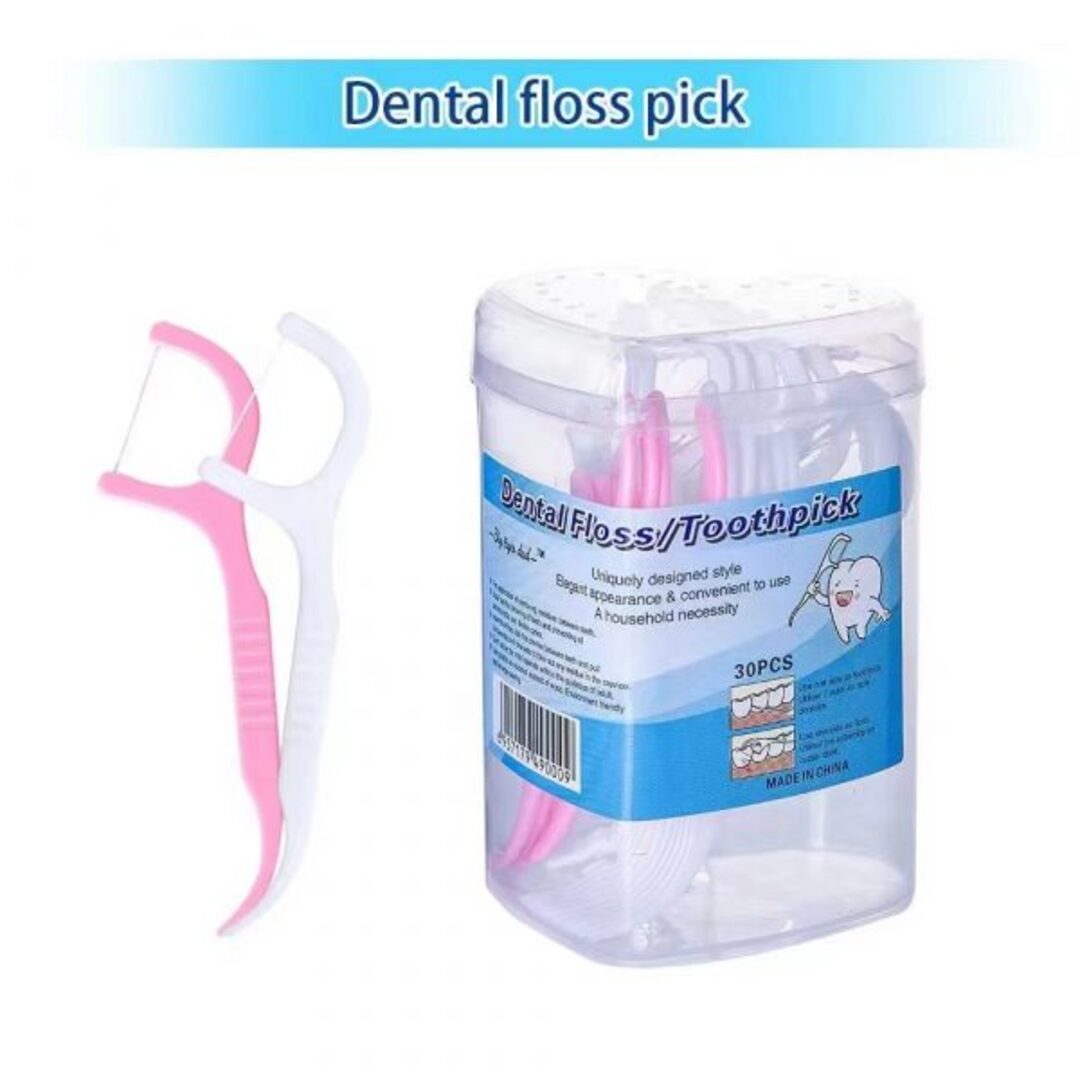 Tooth Pick With Floss Round