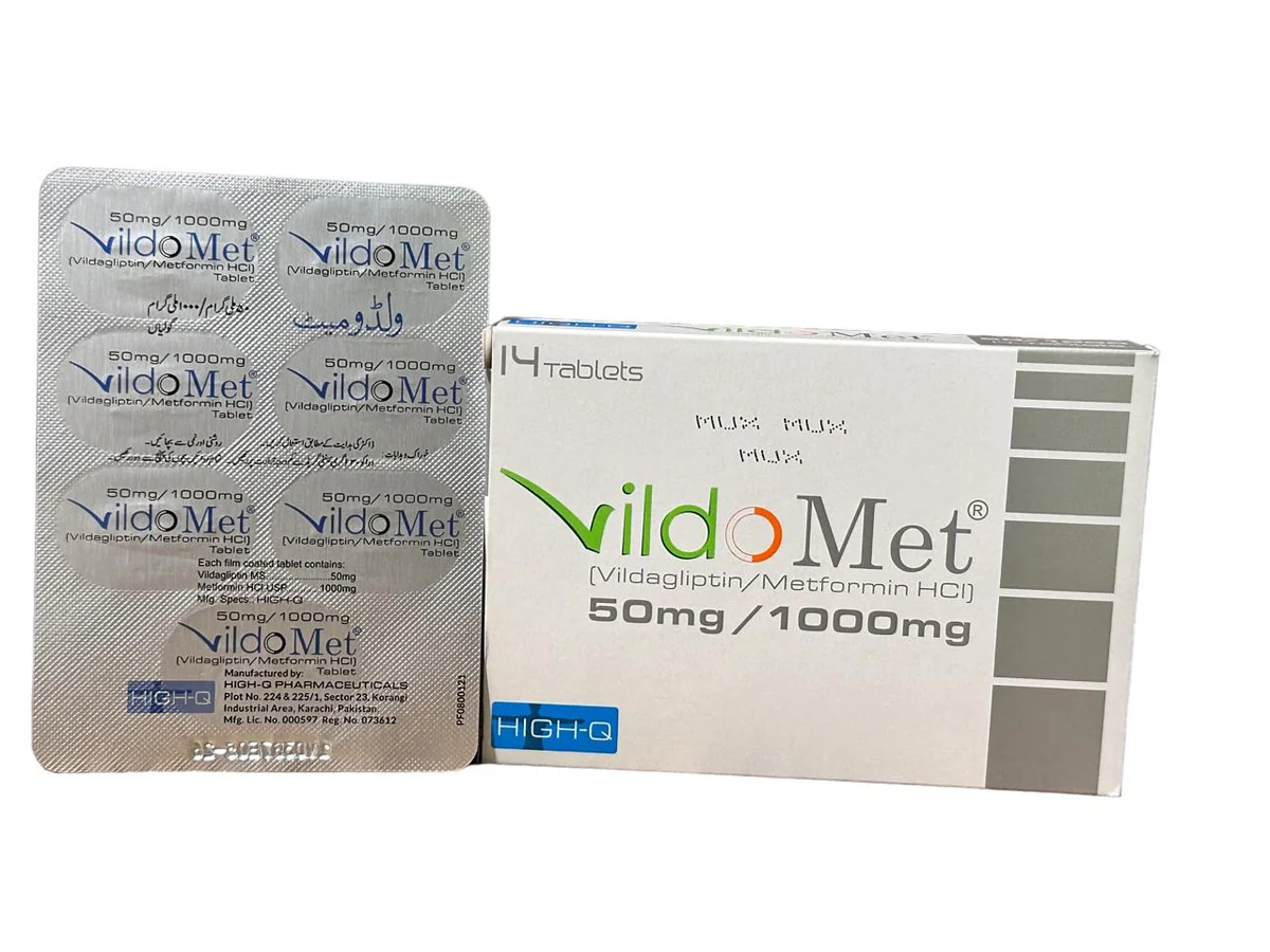 Vildomet Tablets 50Mg/1000Mg (1 Box = 2 Strips) (1 Strip = 7 Tablets)