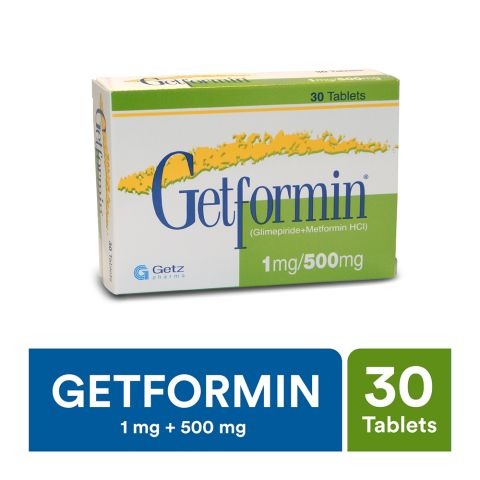 Getformin Tablets 1/500Mg (1 Strip = 10 Tablets)