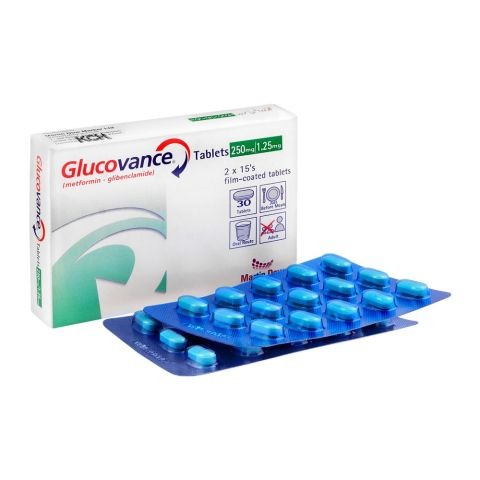 Glucovance Tablets 1.25/250Mg (1 Box = 2 Strips) (1 Strip = 15 Tablets)