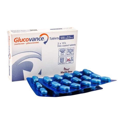 Glucovance Tablets 2.5/500Mg (1 Strip = 15 Tablets)
