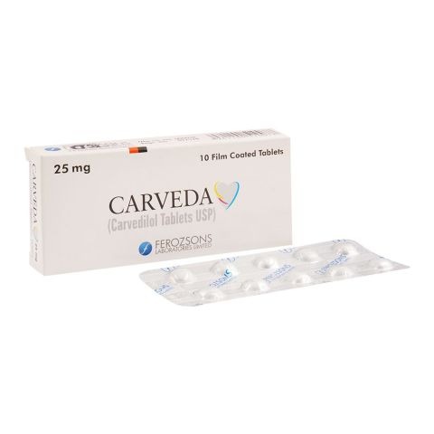 Carveda Tablets 25Mg (1 Box = 1 Strip)(1 Strip = 10 Tablets)
