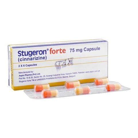 Stugeron Forte Capsules 75Mg (1 Box = 2 Strips) (1 Strip = 6 Capsules)