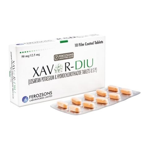 Xavor-Diu Tablets 50Mg/12.5Mg (1 Box = 1 Strip)(1 Strip = 10 Tablets)