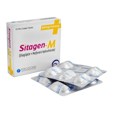 Sitagen-M Tablets 50/500Mg (1 Box = 3 Strips) (1 Strip = 10 Tablets)