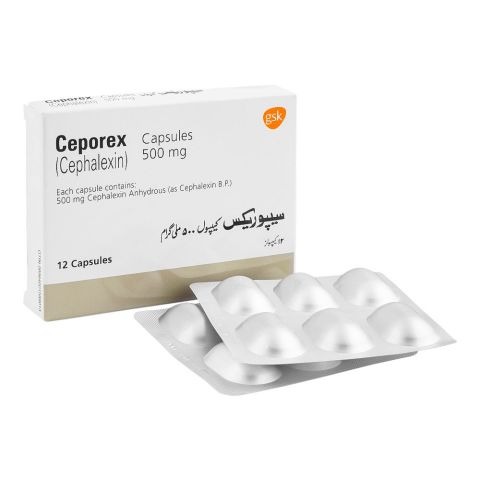 Ceporex Capsules 500Mg (1 Box = 2 Strips) (1 Strip = 6 Capsules)
