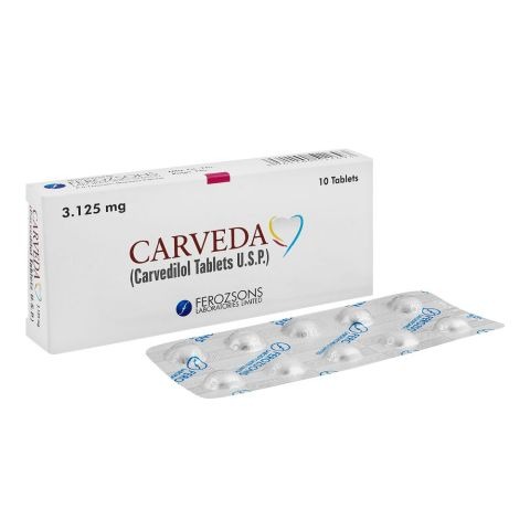Carveda Tablets 3.125Mg (1 Box = 1 Strip)(1 Strip = 10 Tablets)