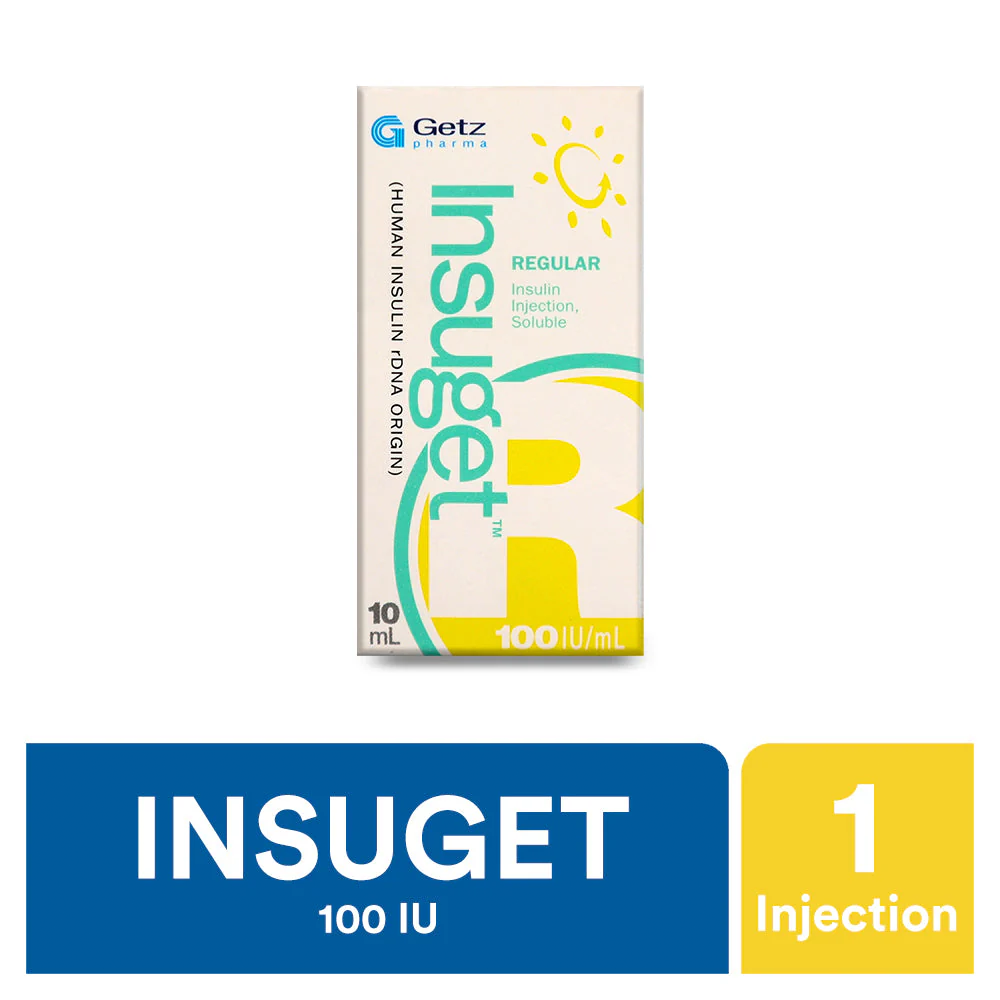 Insuget Regular Injection 100Iu/Ml (1 Box = 1 Injection)