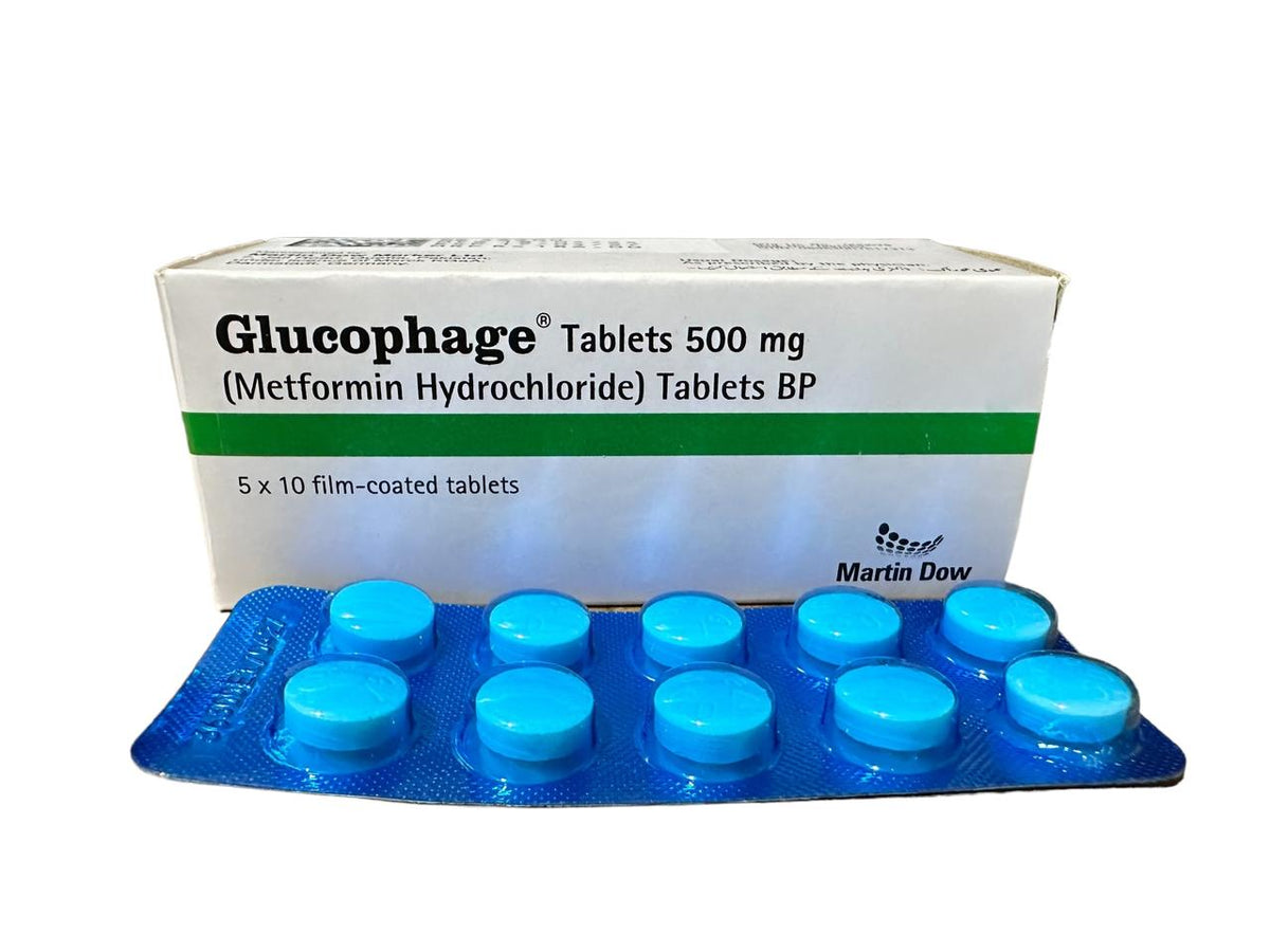 Glucophage Tablets 500Mg (1 Box = 5 Strips) (1 Strip = 10 Tablets)