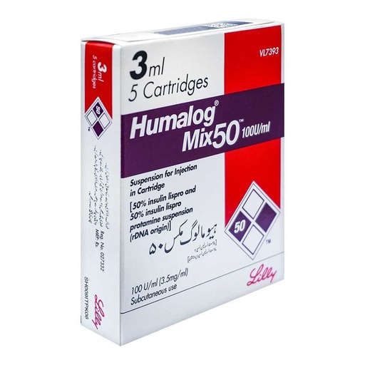 Humalog Mix 50 (100Iu/Ml) 3Ml, 5 Cartridges