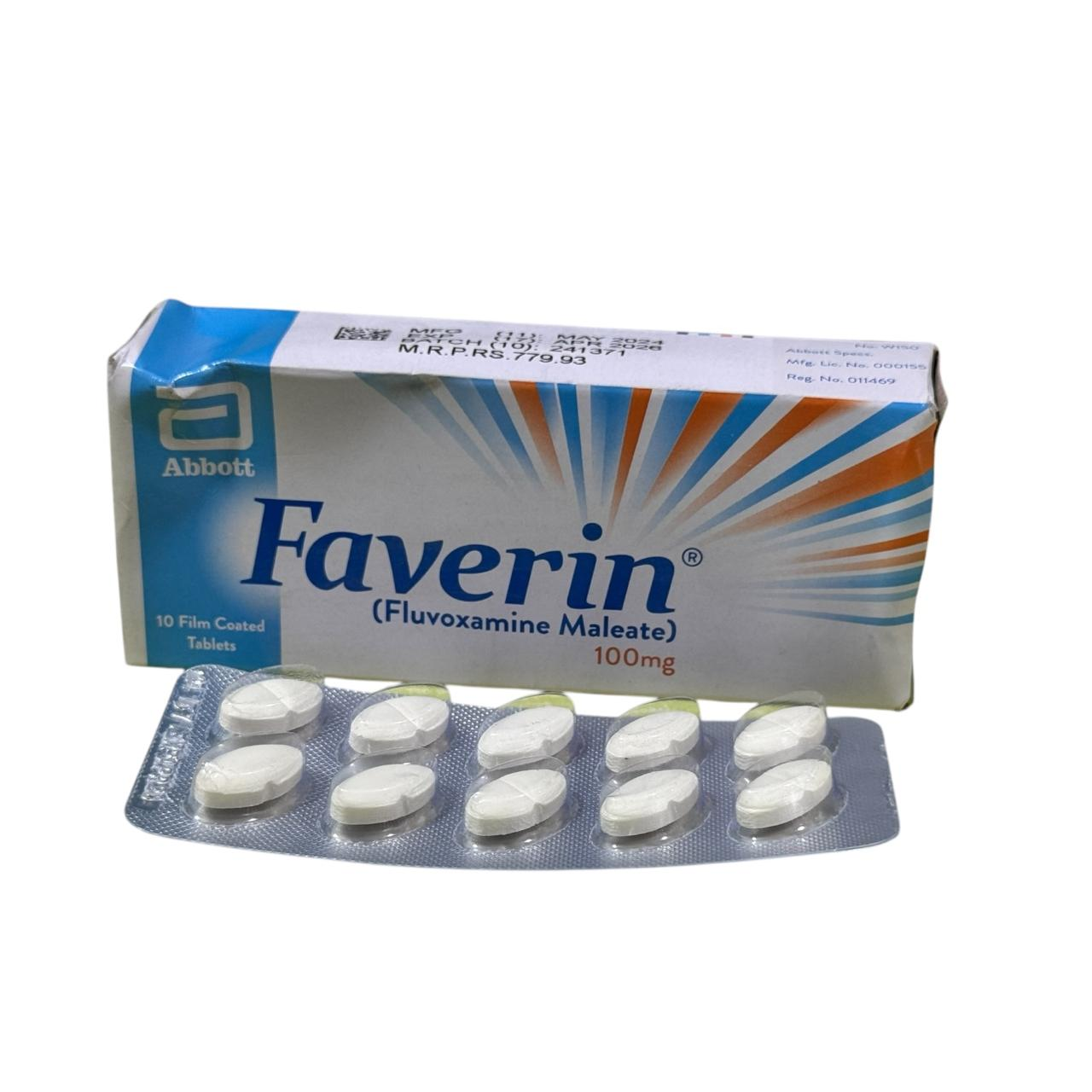 Faverin Tablets 100Mg (1 Box = 1 Strip)(1 Strip = 10 Tablets)