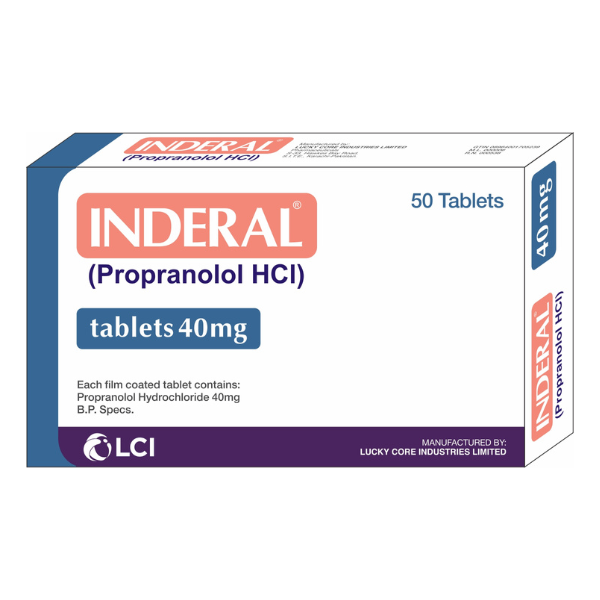 Inderal Tablets 40Mg (1 Box = 2 Strips) (1 Strip = 25 Tablets)