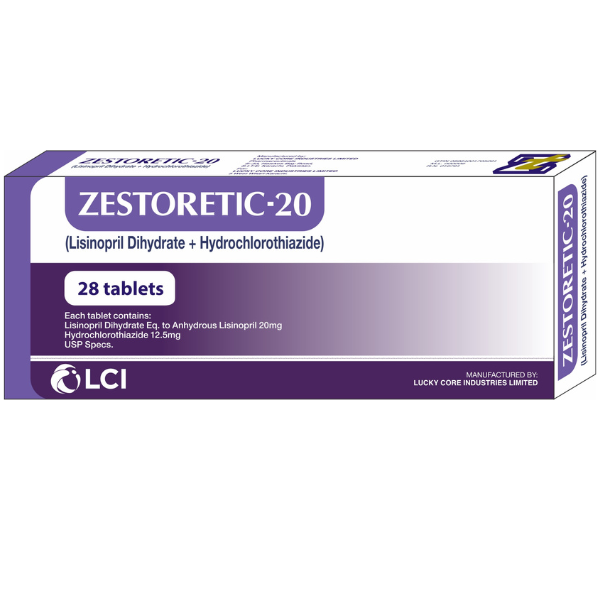 Zestoretic-20 Tablets 20Mg/12.5Mg (1 Strip = 14 Tablets)