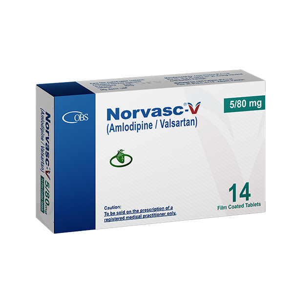 Norvasc-V Tablets 5Mg/80Mg (1 Box = 14 Tablets)
