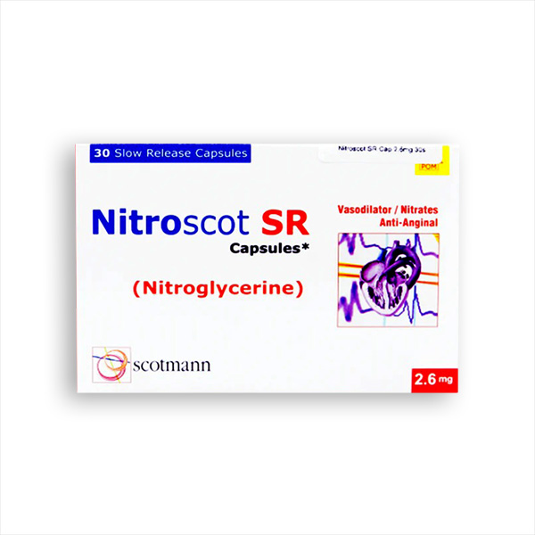 Nitroscot Capsules 2.6Mg (1 Box = 3 Strips) (1 Strip = 10 Capsules)
