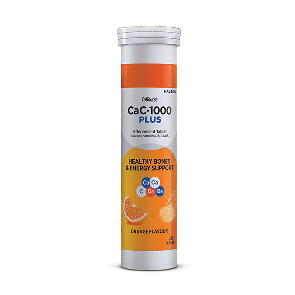 Cac-1000 Plus Effervescent Orange Flavor Tablets (1 Bottle = 20 Tablets)