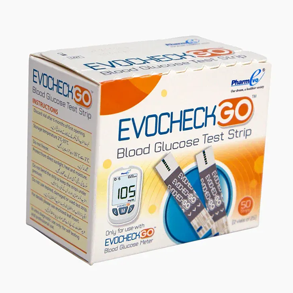 Evocheck Go Blood Glucose Test Strips (Box = 50 Test Strips)