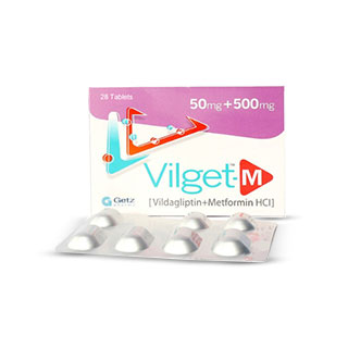Vilget-M Tablets 50Mg + 500Mg (1 Box = 4 Strips) (1 Strip = 7 Tablets)